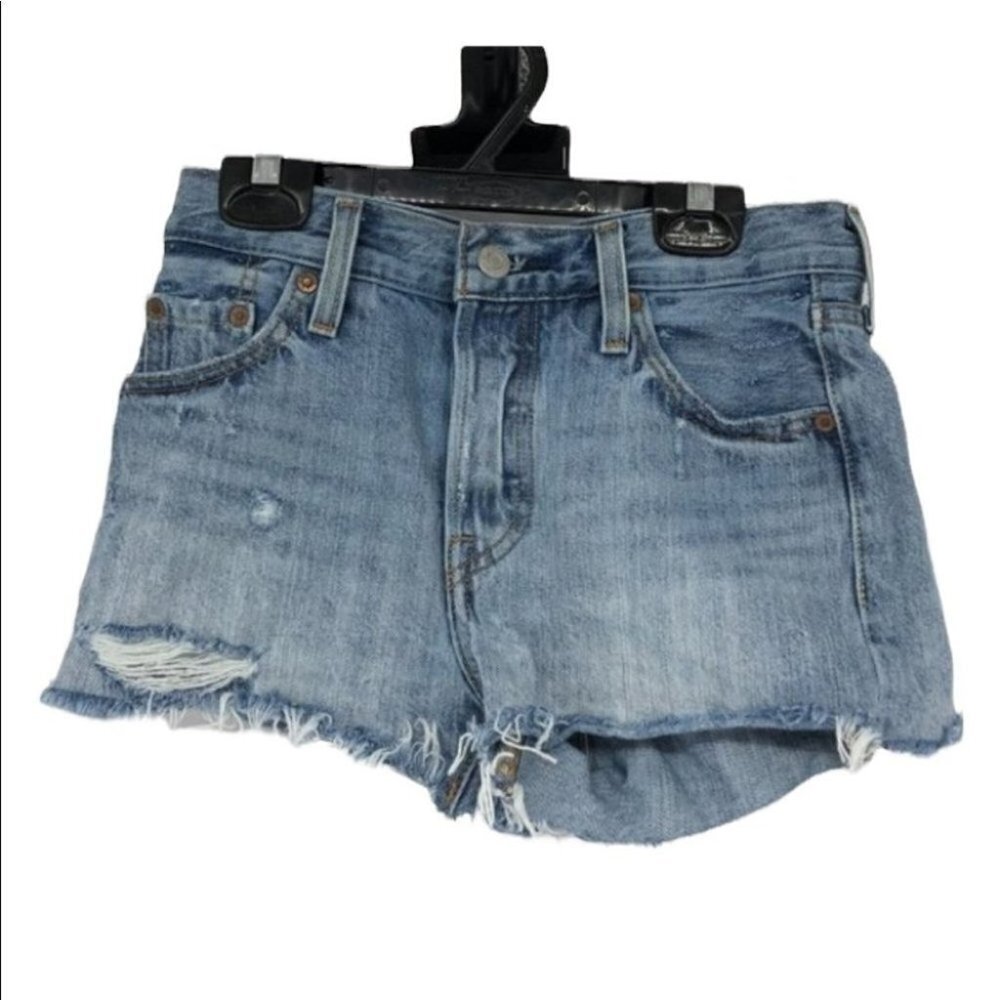Levi’s 501 cutoff blue denim  shorts distressing